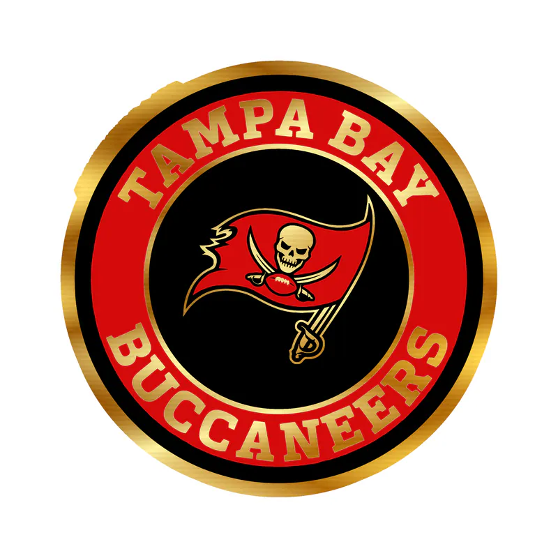 Tampa Bay Buccaneers - Flag Circle - Gold Chrome Vinyl Sticker - Custom Size