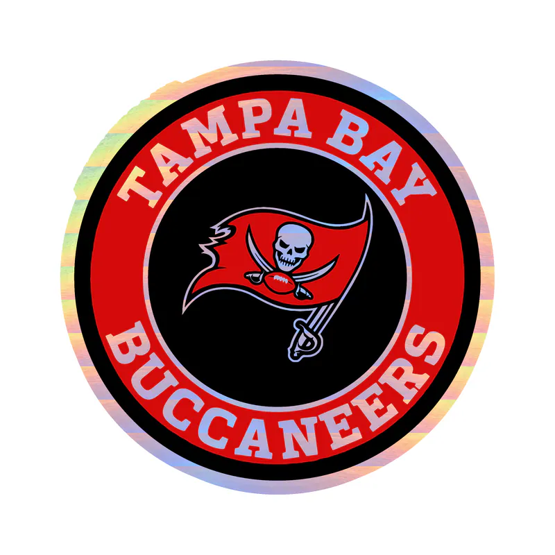 Tampa Bay Buccaneers - Flag Circle - Holographic Vinyl Sticker - Custom Size