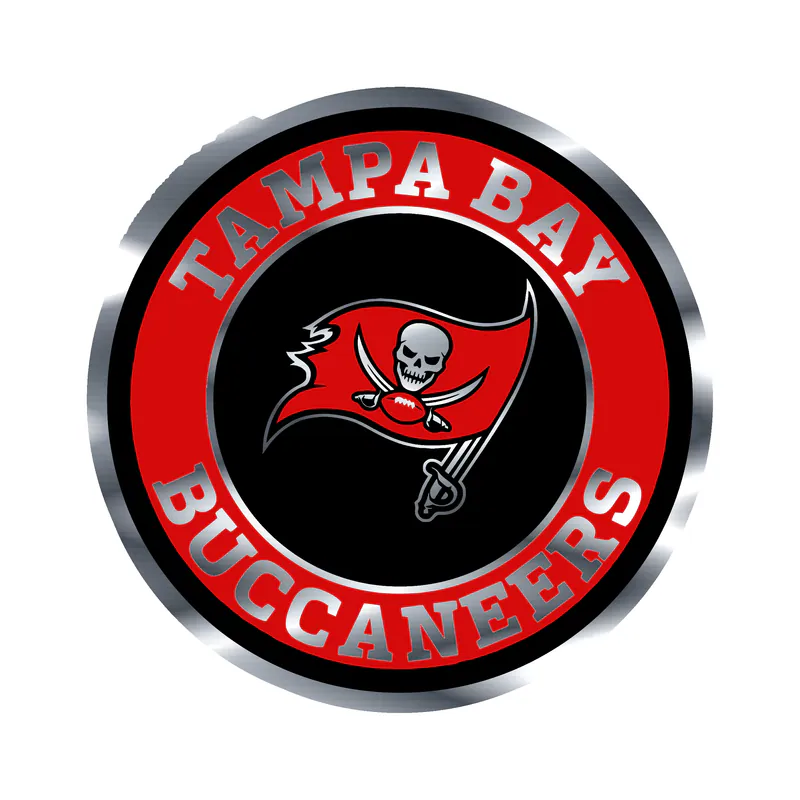 Tampa Bay Buccaneers - Flag Circle - Silver Chrome Vinyl Sticker - Custom Size
