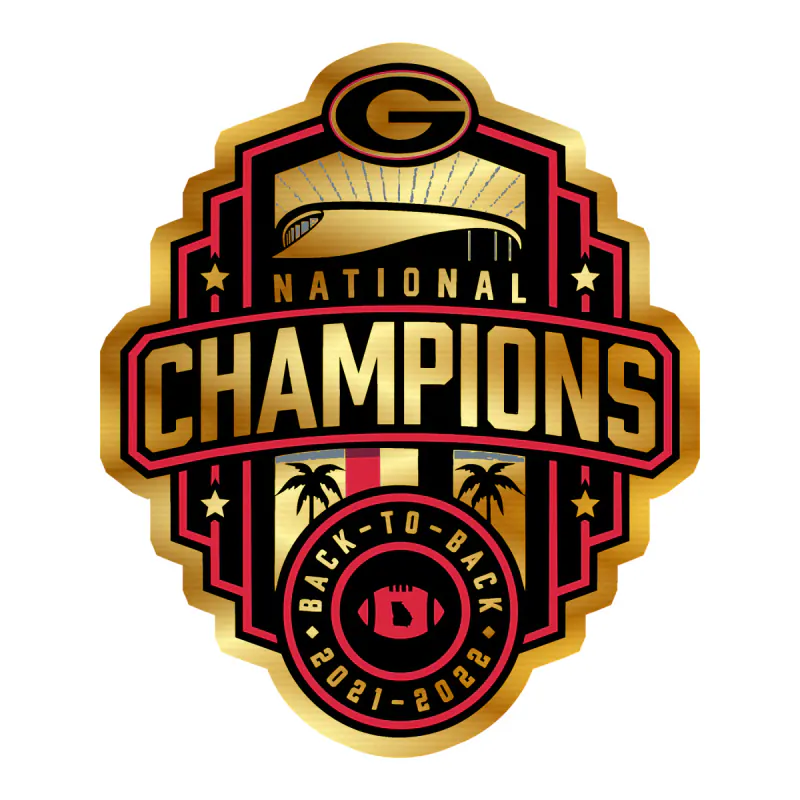 Georgia Bulldogs - National Champions 2022 - Image 4 - Gold Chrome Vinyl Decal - Custom Size