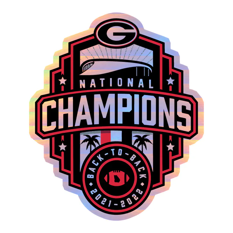 Georgia Bulldogs - National Champions 2022 - Image 4 - Holographic Vinyl Decal - Custom Size