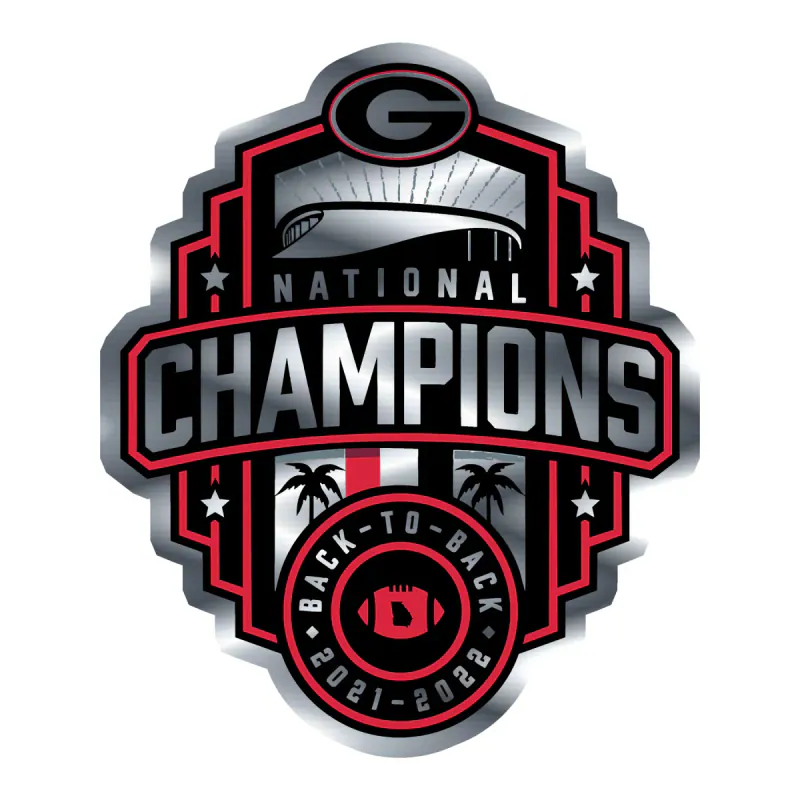 Georgia Bulldogs - National Champions 2022 - Image 4 - Silver Chrome Vinyl Decal - Custom Size