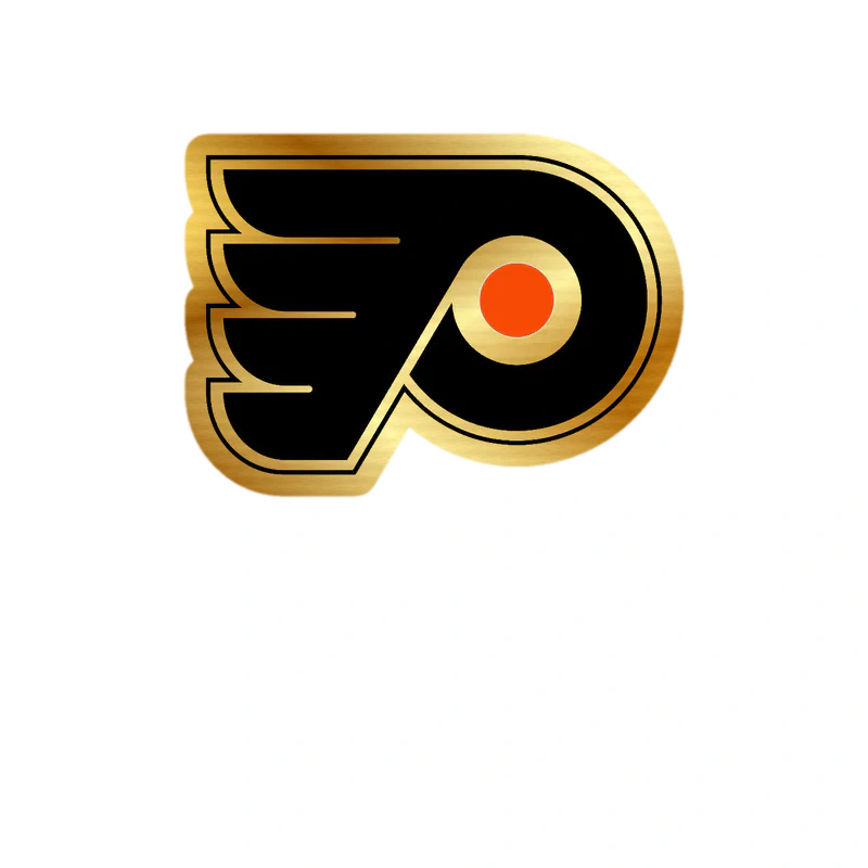 Philadelphia Flyers - P With Wings - Gold Chrome Vinyl Sticker - Custom Size
