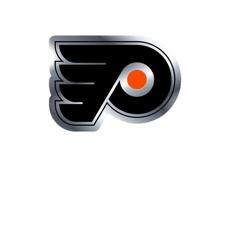 Philadelphia Flyers - P With Wings - Silver Chrome Vinyl Sticker - Custom Size
