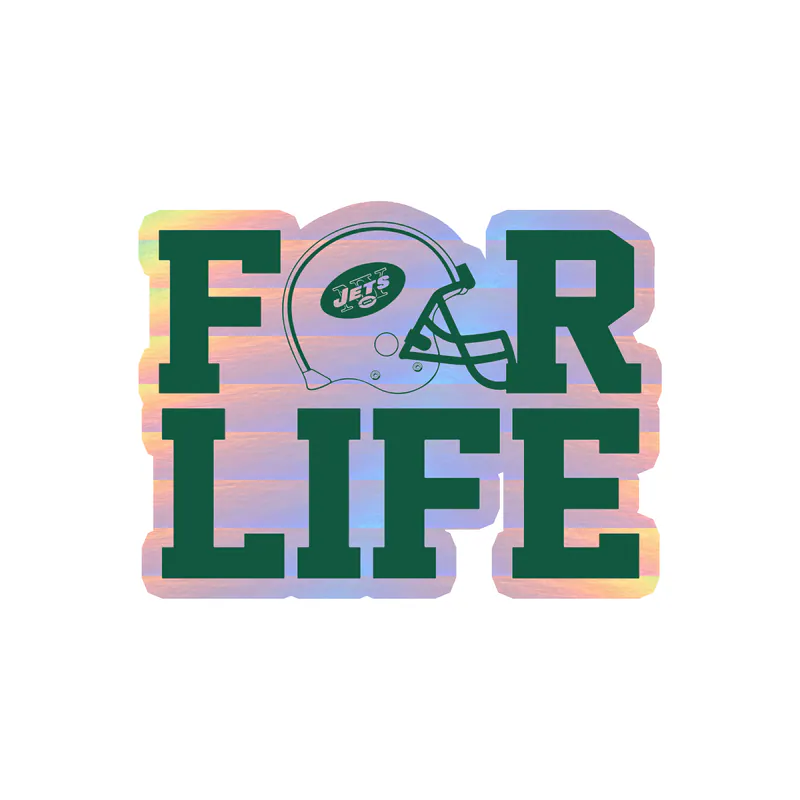 New York Jets - For Life Helmet - Holographic Vinyl Sticker - Custom Size
