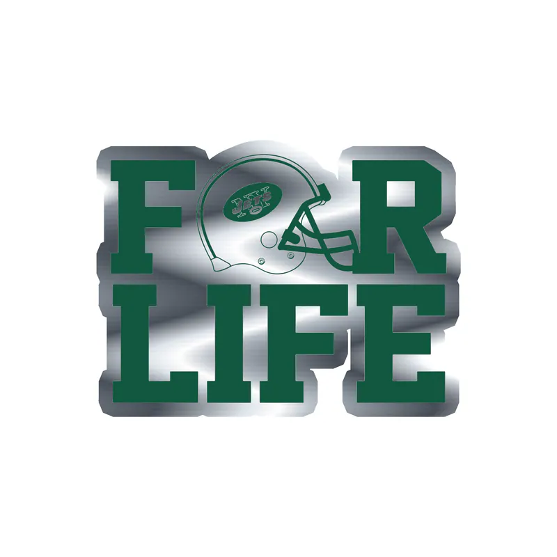 New York Jets - For Life Helmet - Silver Chrome Vinyl Sticker - Custom Size