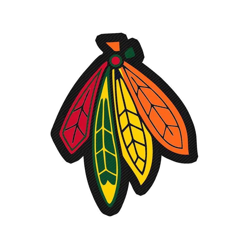 Chicago Blackhawks - Feathers - Carbon Fiber Vinyl Sticker - Custom Size