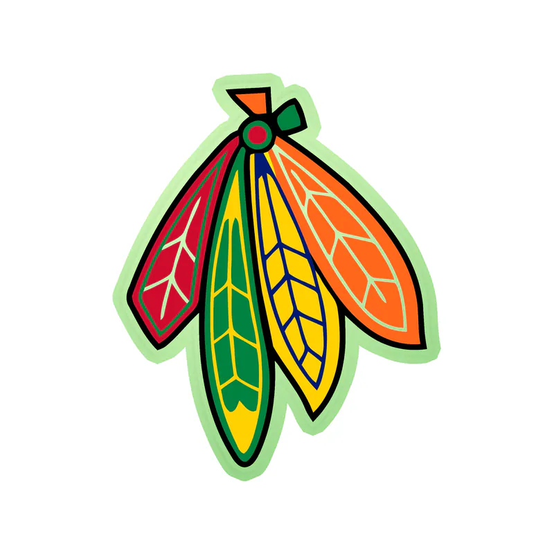 Chicago Blackhawks - Feathers - Glow in the Dark Vinyl Sticker - Custom Size