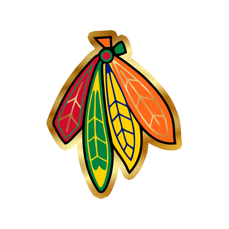Chicago Blackhawks - Feathers - Gold Chrome Vinyl Sticker - Custom Size