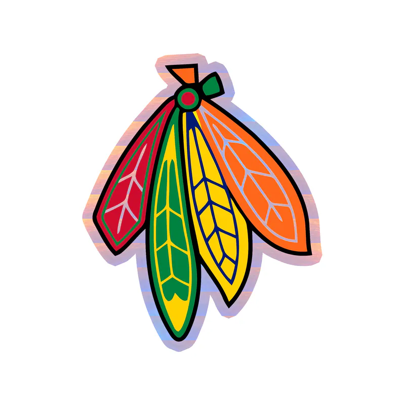 Chicago Blackhawks - Feathers - Holographic Vinyl Sticker - Custom Size