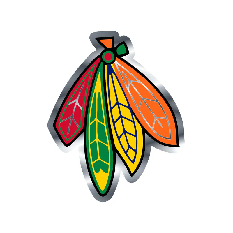 Chicago Blackhawks - Feathers - Silver Chrome Vinyl Sticker - Custom Size