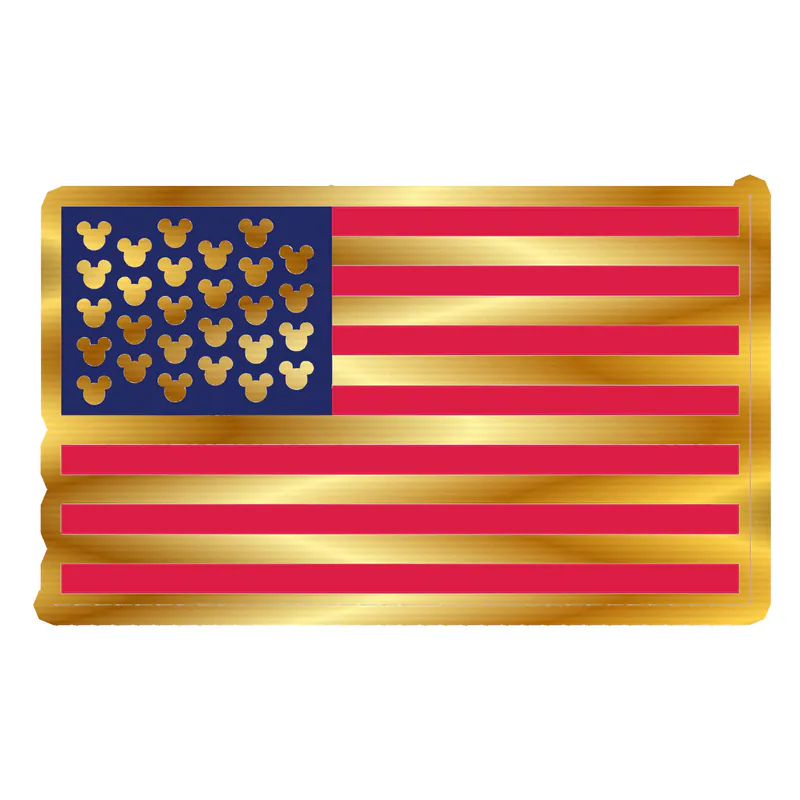 Mickey American Flag Gold Chrome Vinyl Sticker - Custom Size