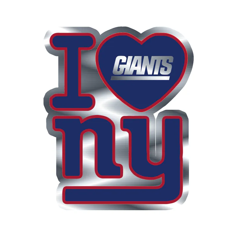 New York Giants - I Love NY - Silver Chrome Vinyl Sticker - Custom Size