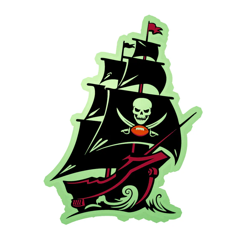 Tampa Bay Buccaneers - Black Ship - Glow in the Dark Vinyl Sticker - Custom Size