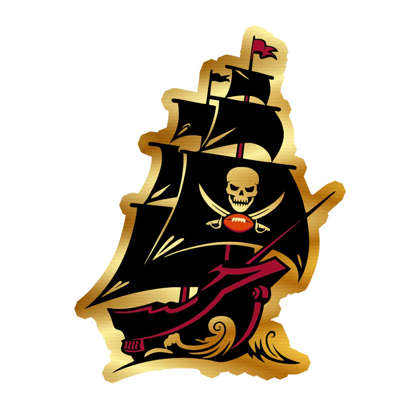 Tampa Bay Buccaneers - Black Ship - Gold Chrome Vinyl Sticker - Custom Size