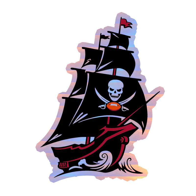 Tampa Bay Buccaneers - Black Ship - Holographic Vinyl Sticker - Custom Size