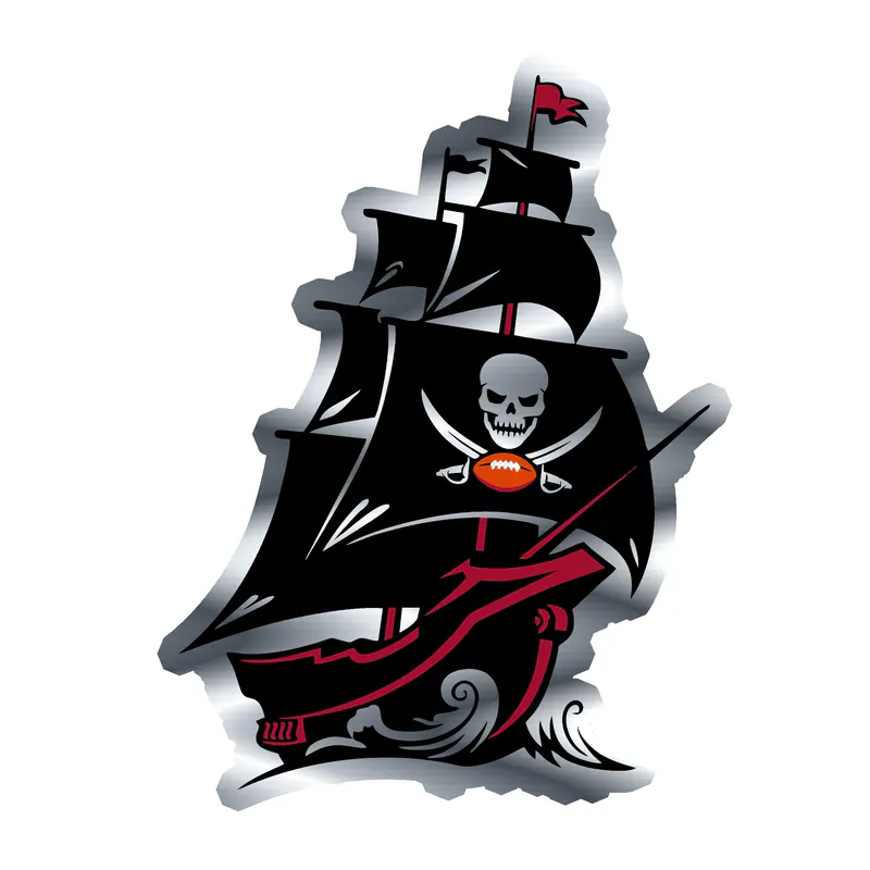 Tampa Bay Buccaneers - Black Ship - Silver Chrome Vinyl Sticker - Custom Size