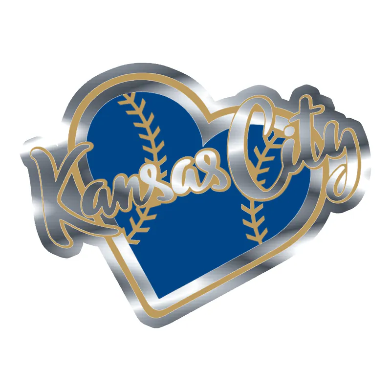 Kansas City Royals - Heart - Silver Chrome Vinyl Sticker - Custom Size