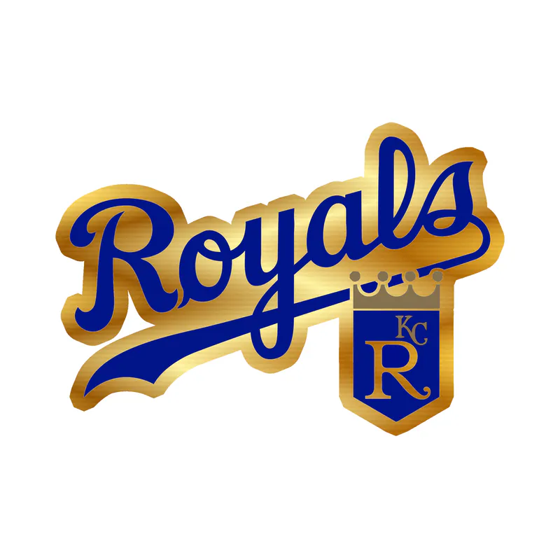 Kansas City Royals - Royals With Small Shield - Gold Chrome Vinyl Sticker - Custom Size