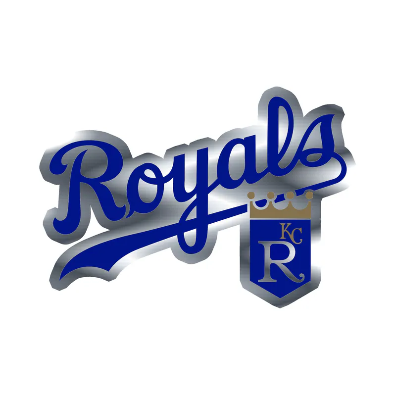 Kansas City Royals - Royals With Small Shield - Silver Chrome Vinyl Sticker - Custom Size