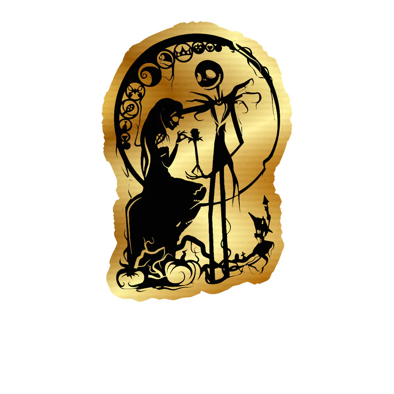 Nightmare Before Christmas Gold Chrome Vinyl Sticker - Custom Size