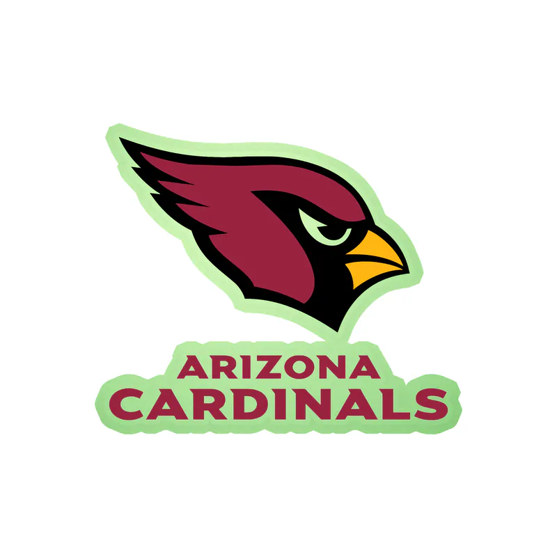 Arizona Cardinals - Head with Wording - Glow in the Dark Vinyl Sticker - Custom Size