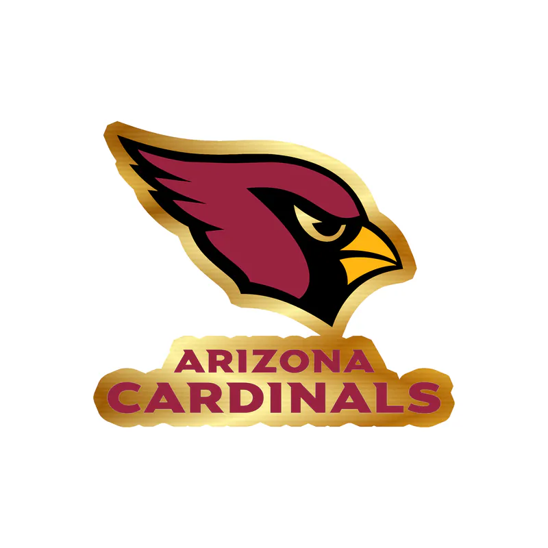 Arizona Cardinals - Head with Wording - Gold Chrome Vinyl Sticker - Custom Size