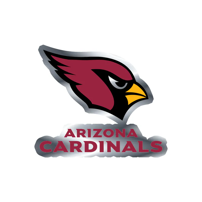 Arizona Cardinals - Head with Wording - Silver Chrome Vinyl Sticker - Custom Size
