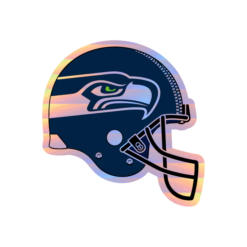 Seattle Seahawks Helmet - Image 2 - Holographic Vinyl Sticker - Custom Size