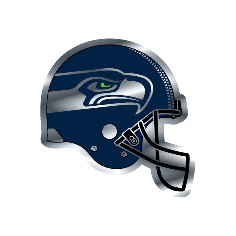 Seattle Seahawks Helmet - Image 2 - Silver Chrome Vinyl Sticker - Custom Size