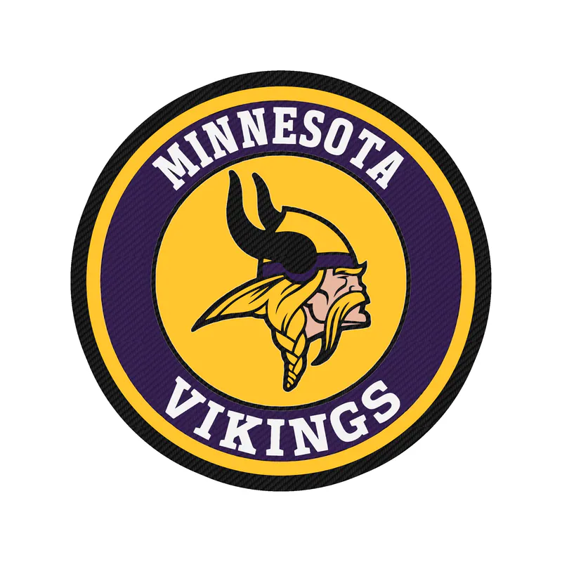Minnesota Vikings - Yellow and Purple Circle - Carbon Fiber Vinyl Sticker - Custom Size