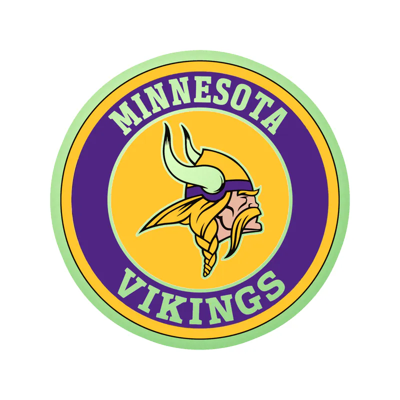 Minnesota Vikings - Yellow and Purple Circle - Glow in the Dark Vinyl Sticker - Custom Size