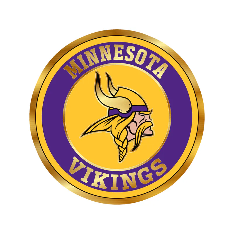 Minnesota Vikings - Yellow and Purple Circle - Gold Chrome Vinyl Sticker - Custom Size