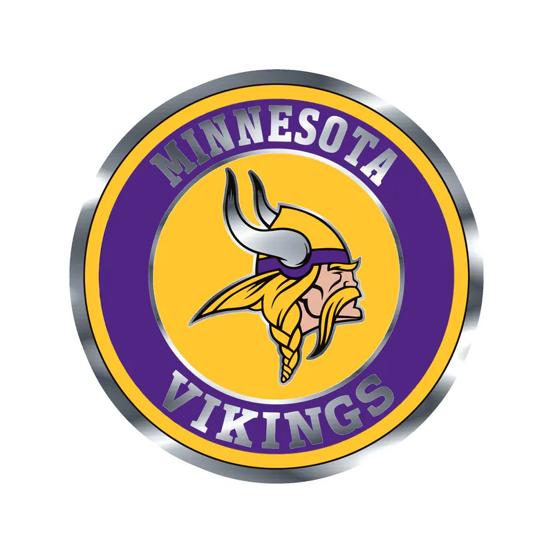 Minnesota Vikings - Yellow and Purple Circle - Silver Chrome Vinyl Sticker - Custom Size