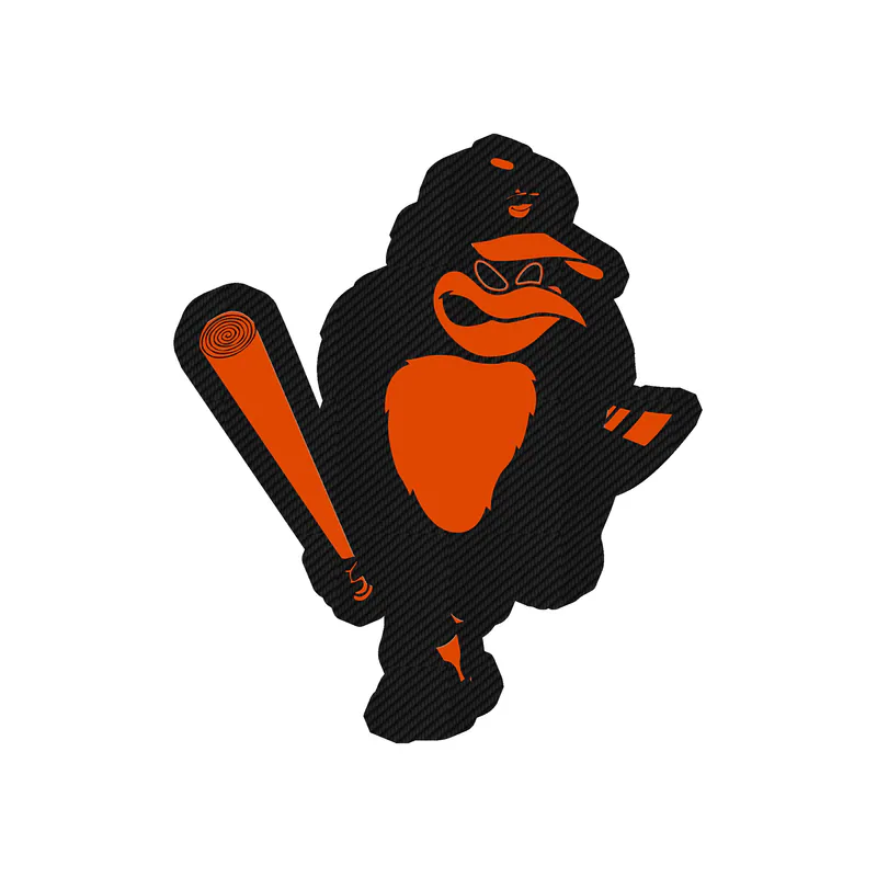 Baltimore Orioles - Standing Bird With Bat - Carbon Fiber Vinyl Sticker - Custom Size