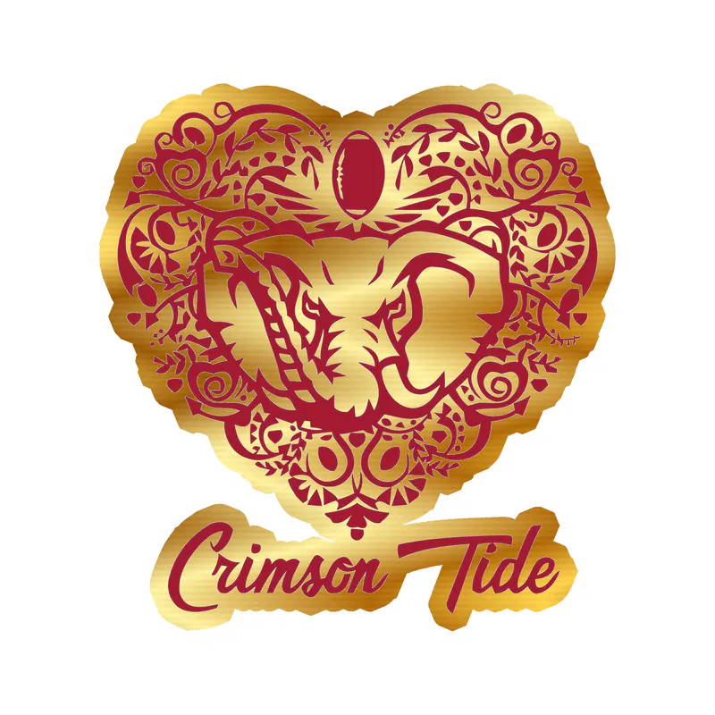 Alabama Crimson Tide - Image 7 - Gold Chrome Vinyl Decal - Custom Size