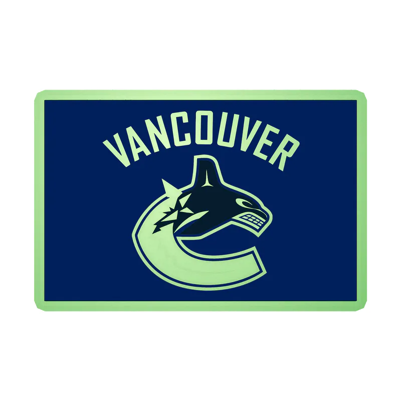 Vancouver Canucks - Square With Vancouver And C - Glow in the Dark Vinyl Sticker - Custom Size