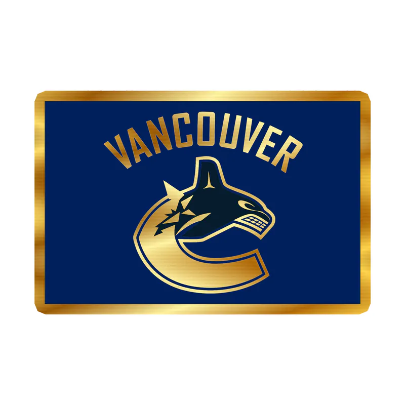 Vancouver Canucks - Square With Vancouver And C - Gold Chrome Vinyl Sticker - Custom Size