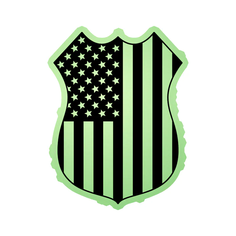 American Flag Shield Glow in the Dark Vinyl Decal - custom size