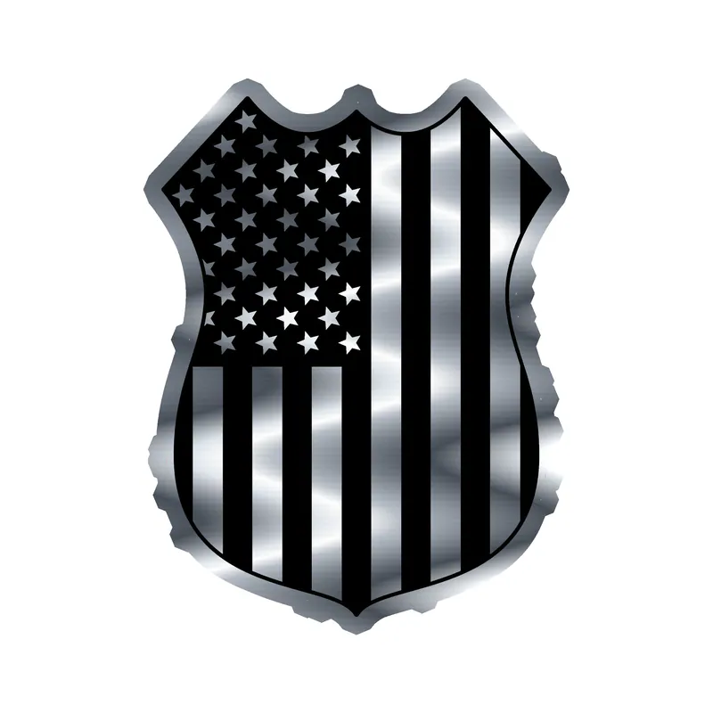 American Flag Shield Silver Chrome Vinyl Decal - custom size