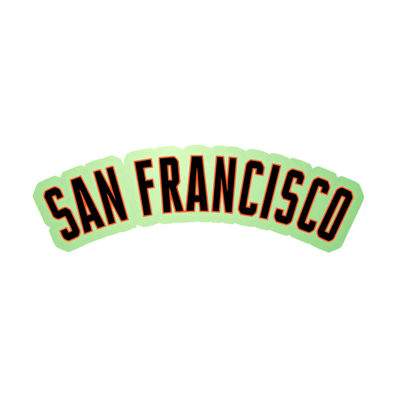 San Francisco Giants - San Francisco Curved - Glow in the Dark Vinyl Sticker - Custom Size