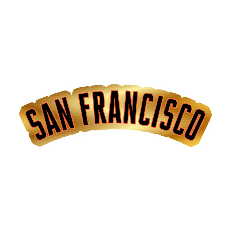 San Francisco Giants - San Francisco Curved - Gold Chrome Vinyl Sticker - Custom Size