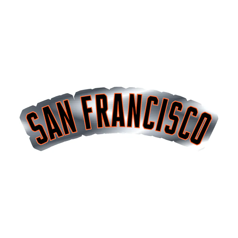 San Francisco Giants - San Francisco Curved - Silver Chrome Vinyl Sticker - Custom Size