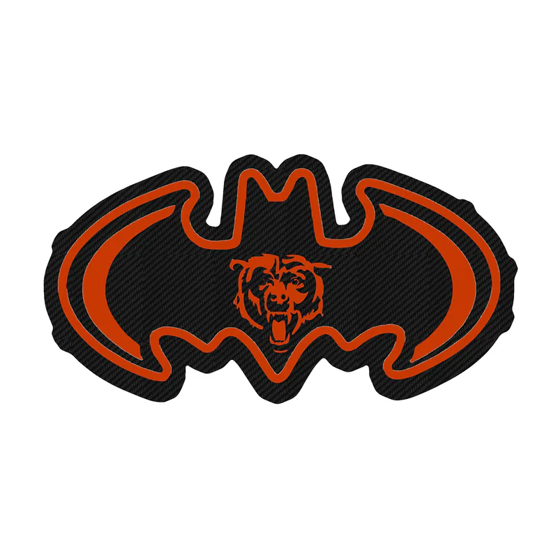 Chicago Bears - Batman with Bear - Carbon Fiber Vinyl Sticker - Custom Size