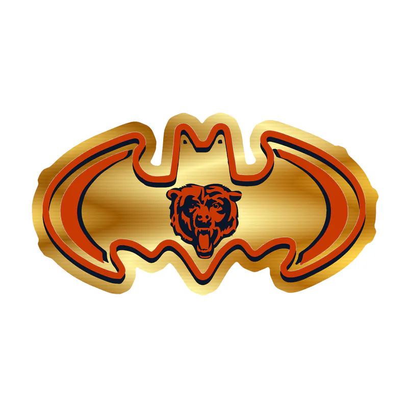 Chicago Bears - Batman with Bear - Gold Chrome Vinyl Sticker - Custom Size