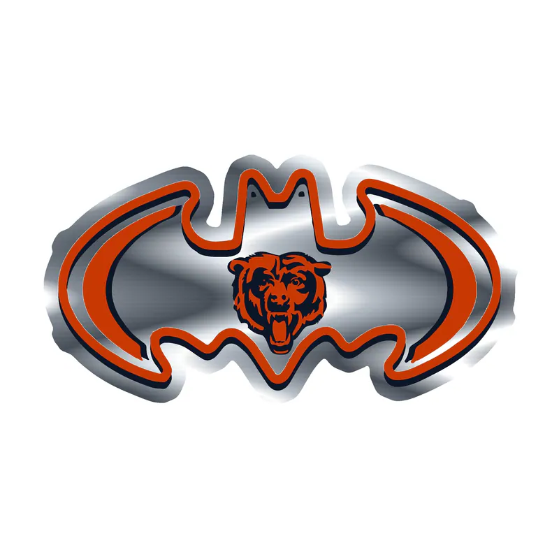 Chicago Bears - Batman with Bear - Silver Chrome Vinyl Sticker - Custom Size