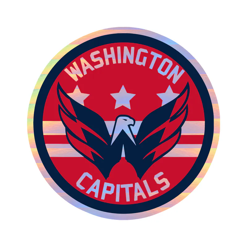 Washington Capitals - Circle With Bird In Middle - Holographic Vinyl Sticker - Custom Size