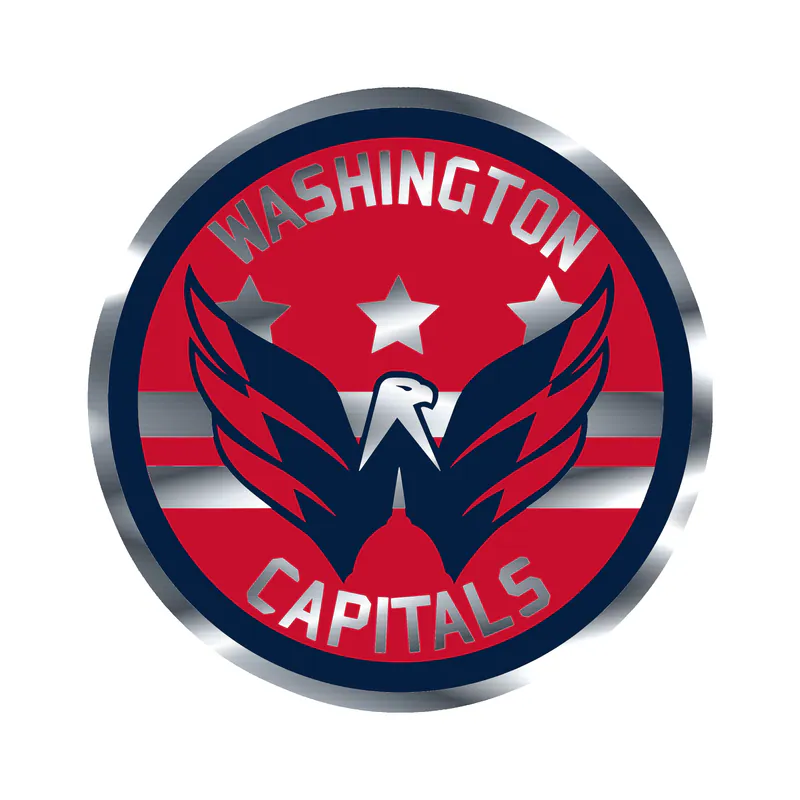 Washington Capitals - Circle With Bird In Middle - Silver Chrome Vinyl Sticker - Custom Size
