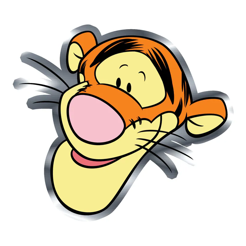 Winnie The Pooh - Tigger - Silver Chrome Vinyl Sticker - Custom Size