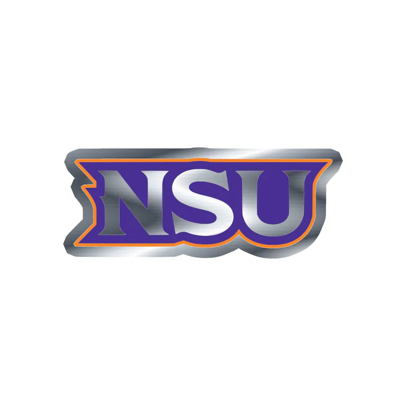 Northwestern State - Orange and Purple NSU -  Silver Chrome Vinyl Decal - Custom Size